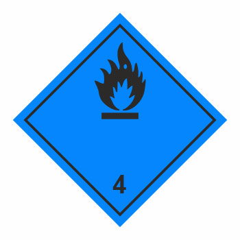 Знак перевозки опасных грузов «Класс 4.3. Вещества, выделяющие легковоспламеняющиеся газы при соприкосновении с водой»
